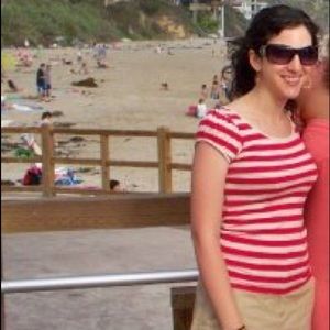 Cutest boatneck red/tan Old Navy top